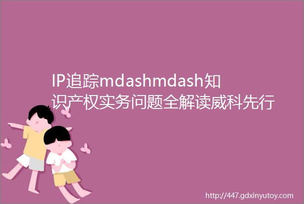 IP追踪mdashmdash知识产权实务问题全解读威科先行